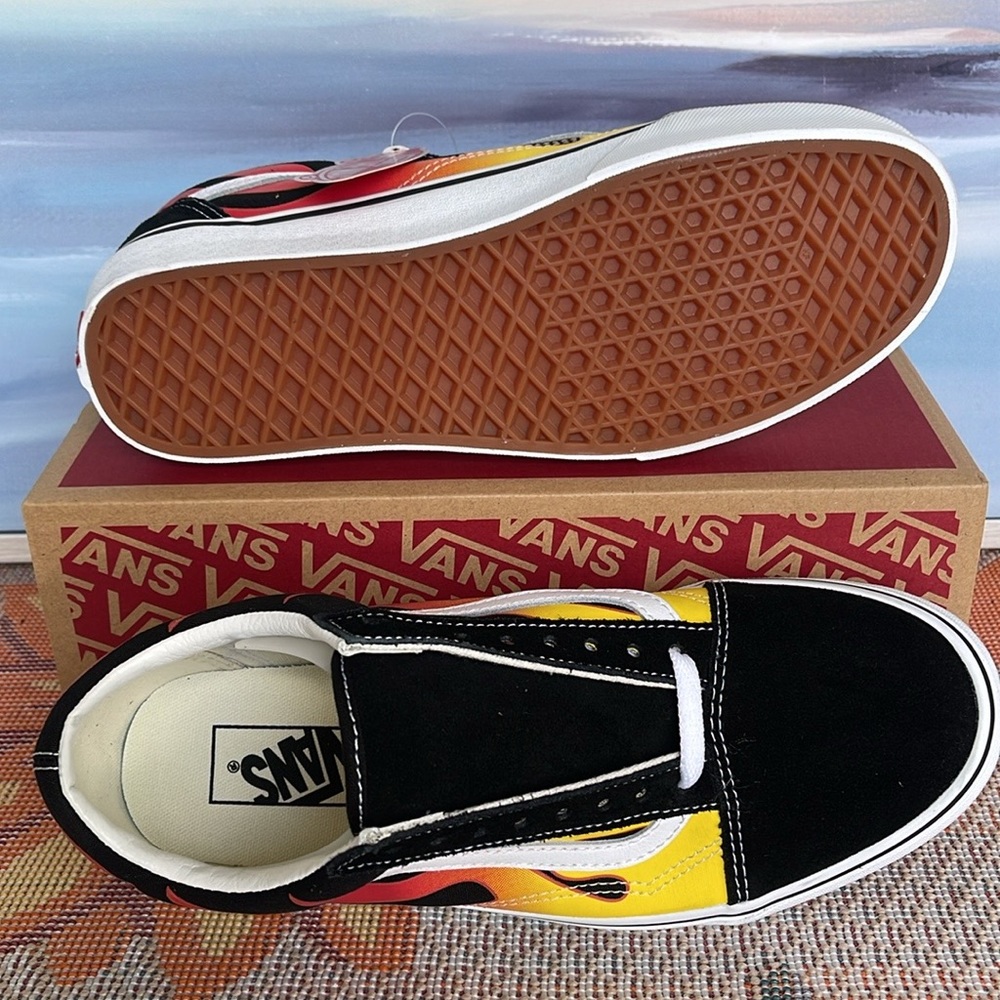 Vans Men’s Old Skool
(Flame) Black/Black/True White 
VN0A38G1PHN Sneakers - Picture 7 of 16